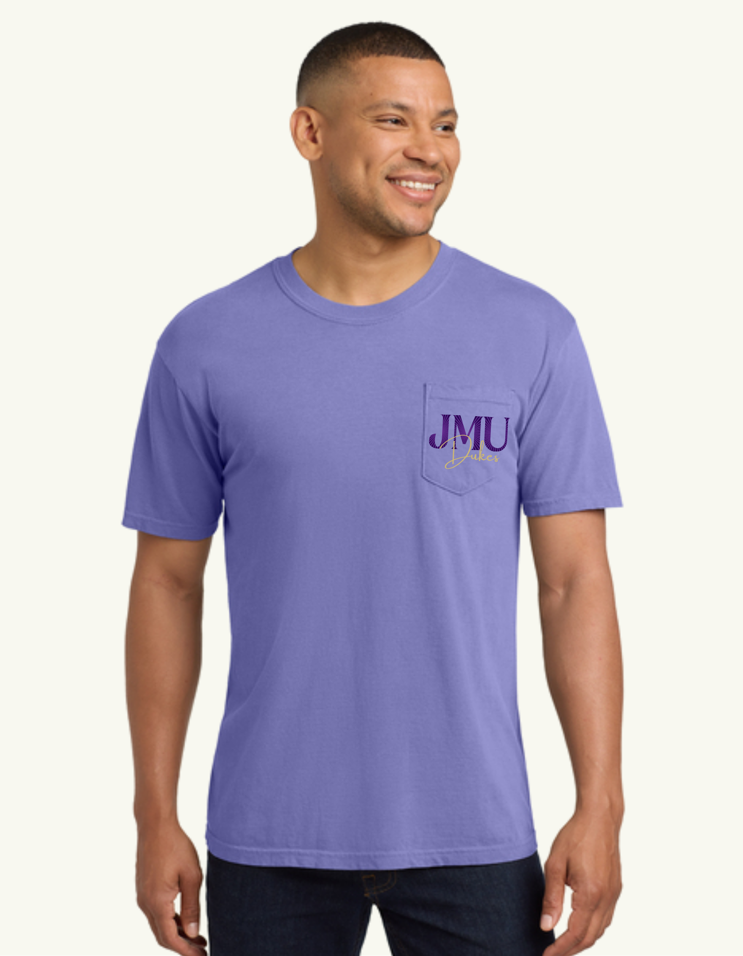 Purple JMU Pocket T-shirt- Comfort Colors