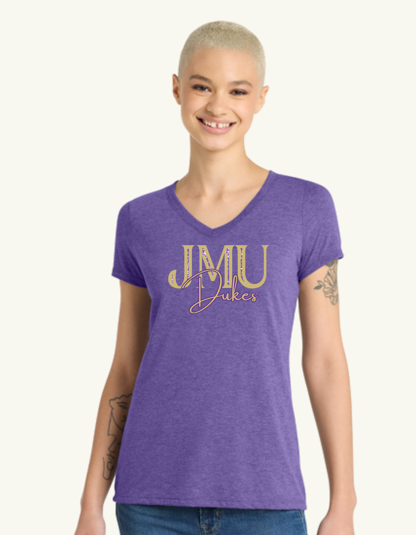Women's V Neck Tri Blend T-Shirt, Purple Frost
