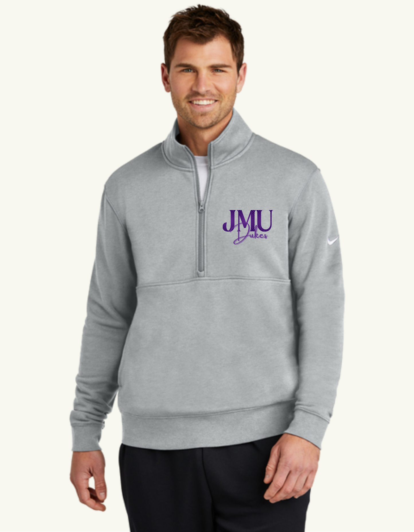 Nike Club Fleece Sleeve Swoosh 1/2-Zip- Grey