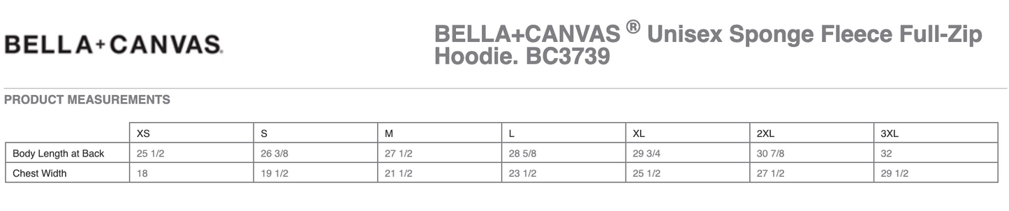 Full Zip Sweatshirt, Bella & Canvas, Ash