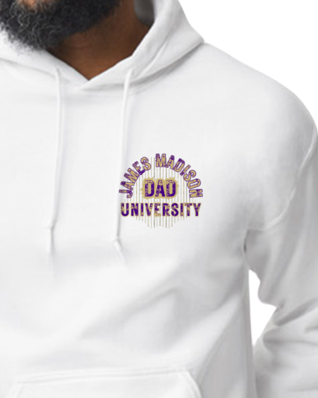 White JMU Dad Hoodie Sweatshirt