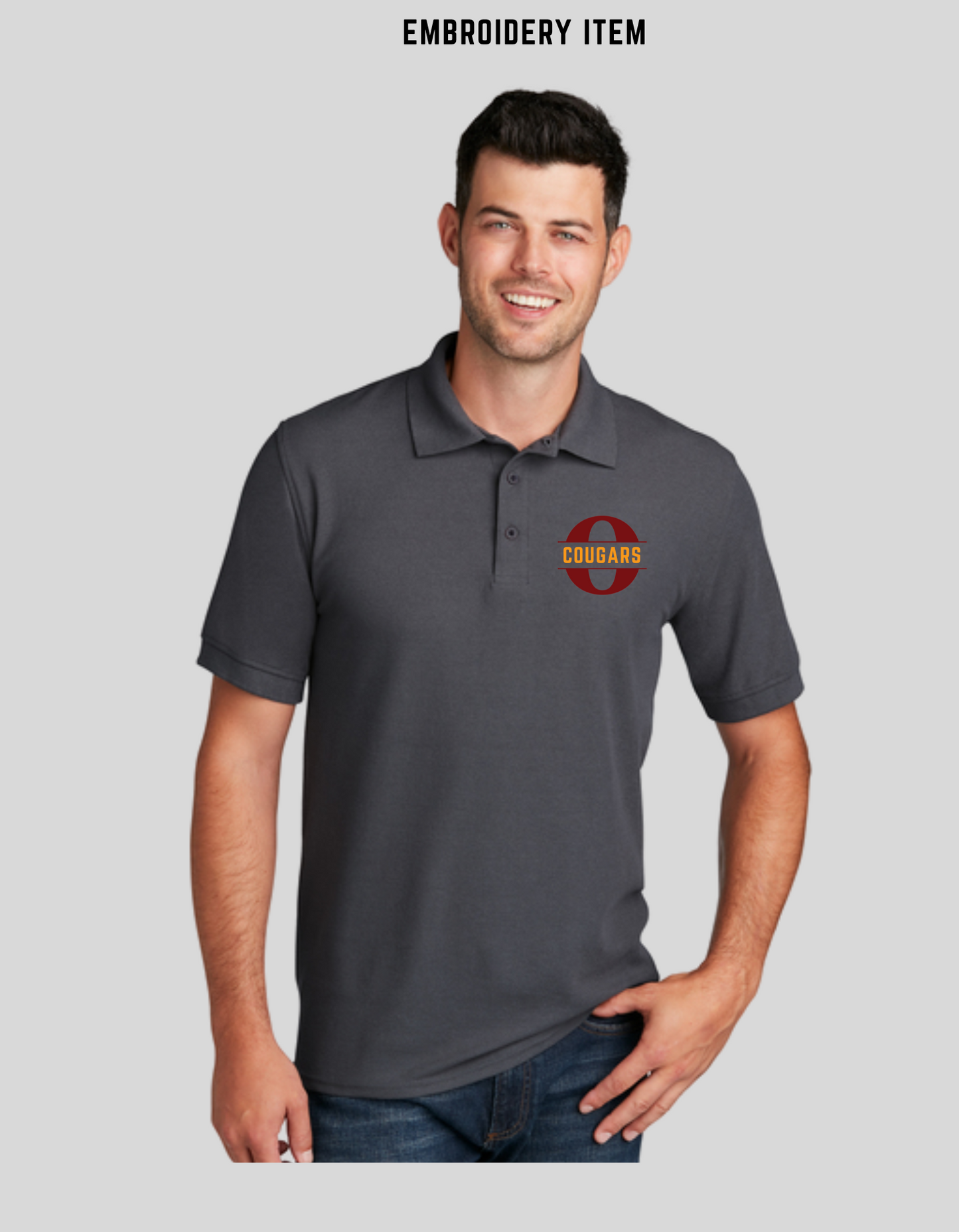 Men's Polo Shirt, Port & Co: Black or Charcoal