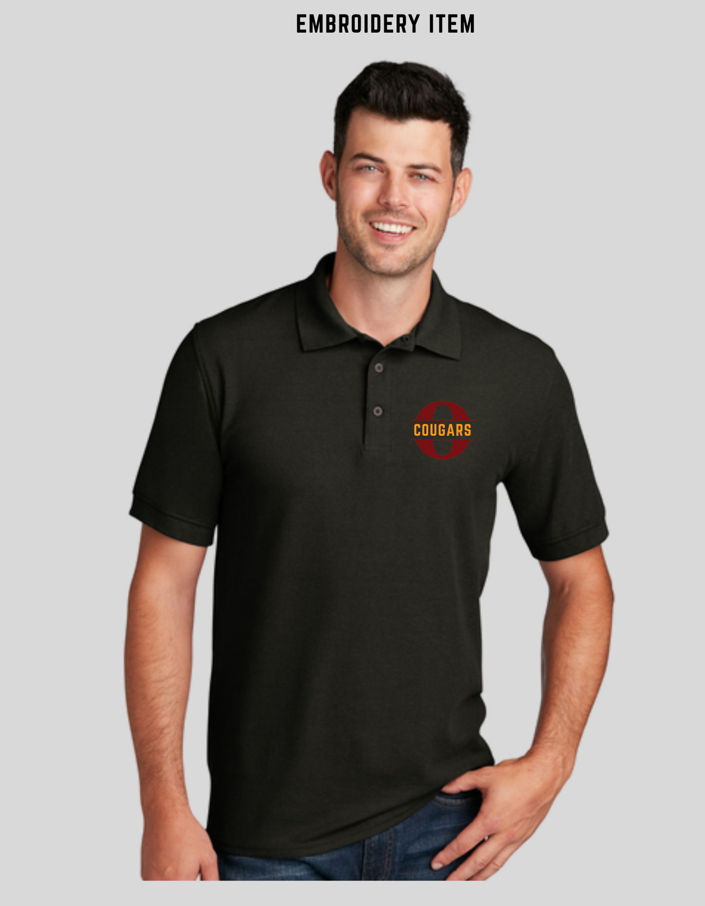 Men's Polo Shirt, Port & Co: Black or Charcoal
