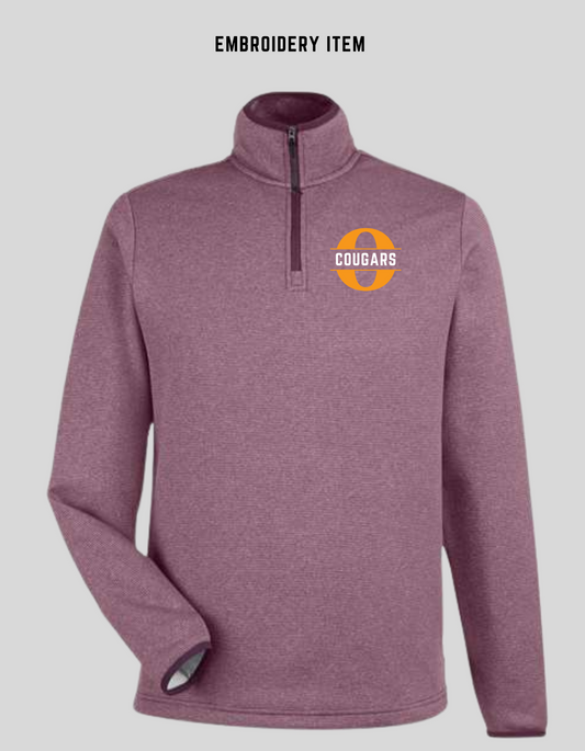 Men's Quarter Zip, Core365, Burgundy & Charcoal