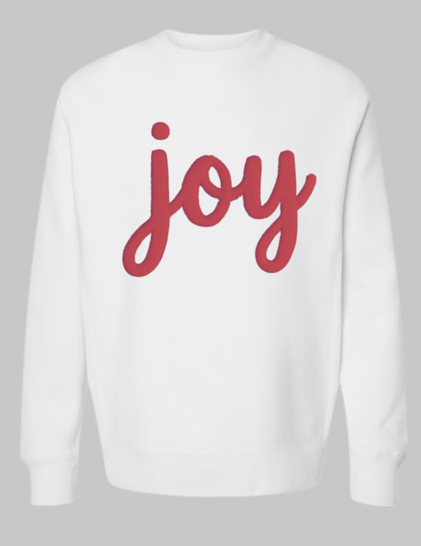 "Holiday" Yarn Embroidery White Sweatshirt