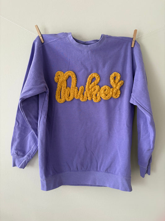Yarn Embroidery "Dukes" Purple Sweatshirt