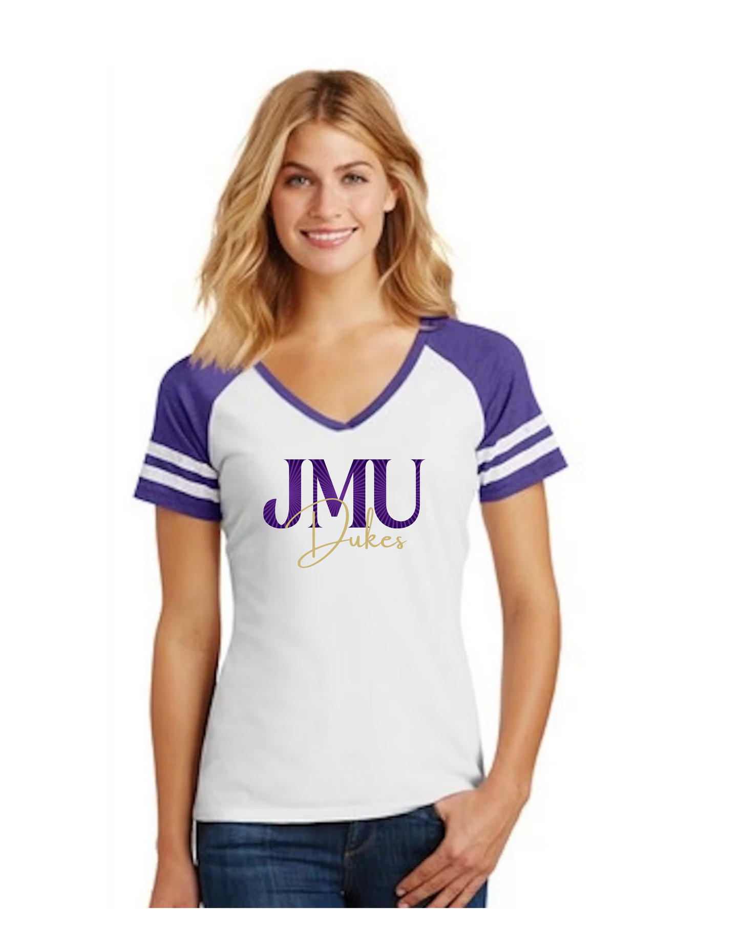 White w/purple JMU Women's  Football Jersey