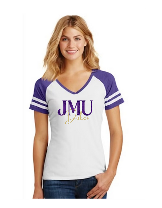 White w/purple JMU Women's  Football Jersey