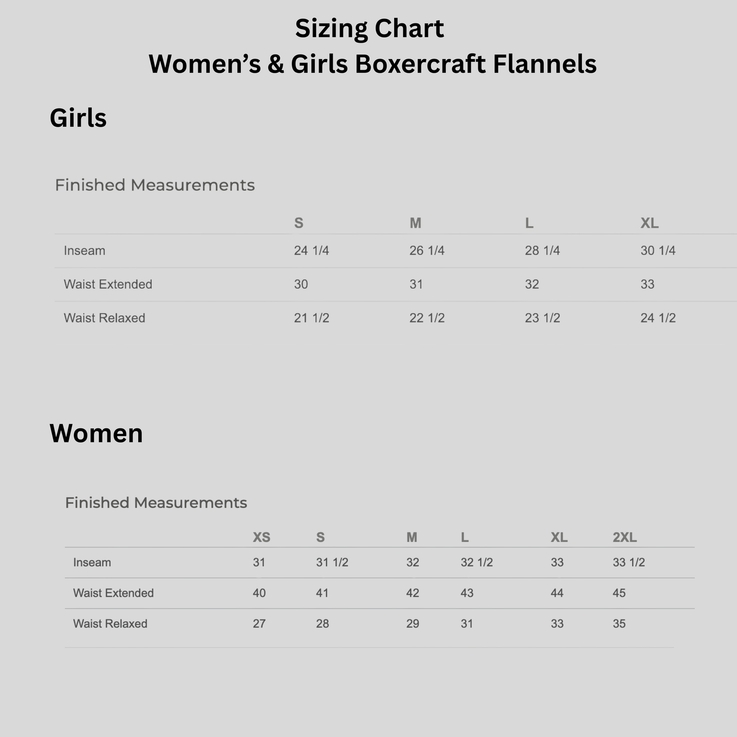 Women's & Girls Boxercraft Flannels PJ's