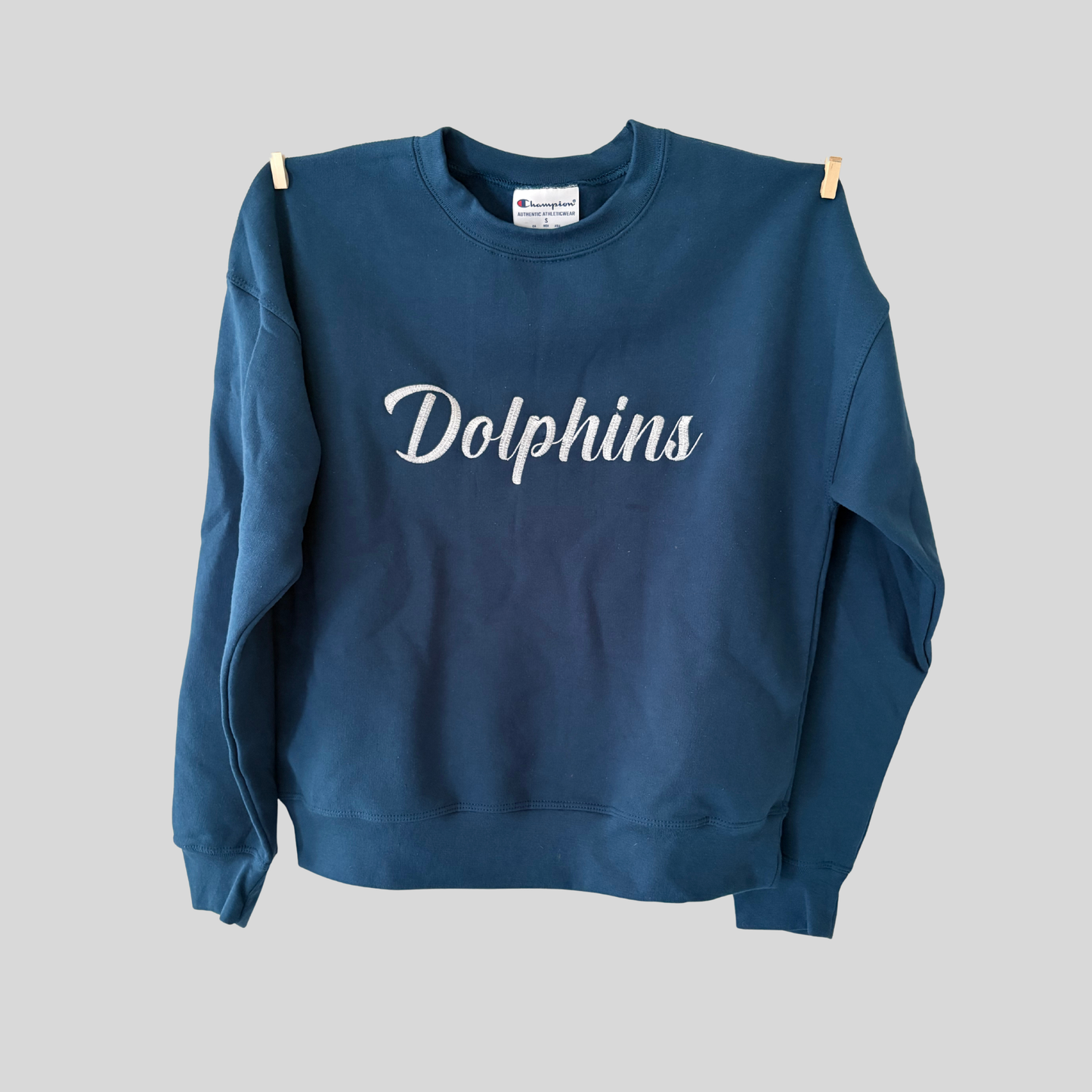 Embroidery Dolphins Women's Crew Neck Sweatshirt