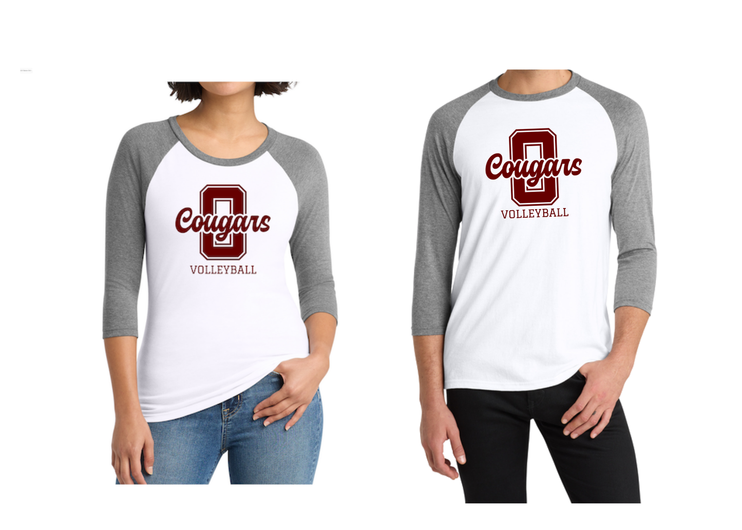 3/4-Sleeve Raglan T-shirt; Men's & Women's