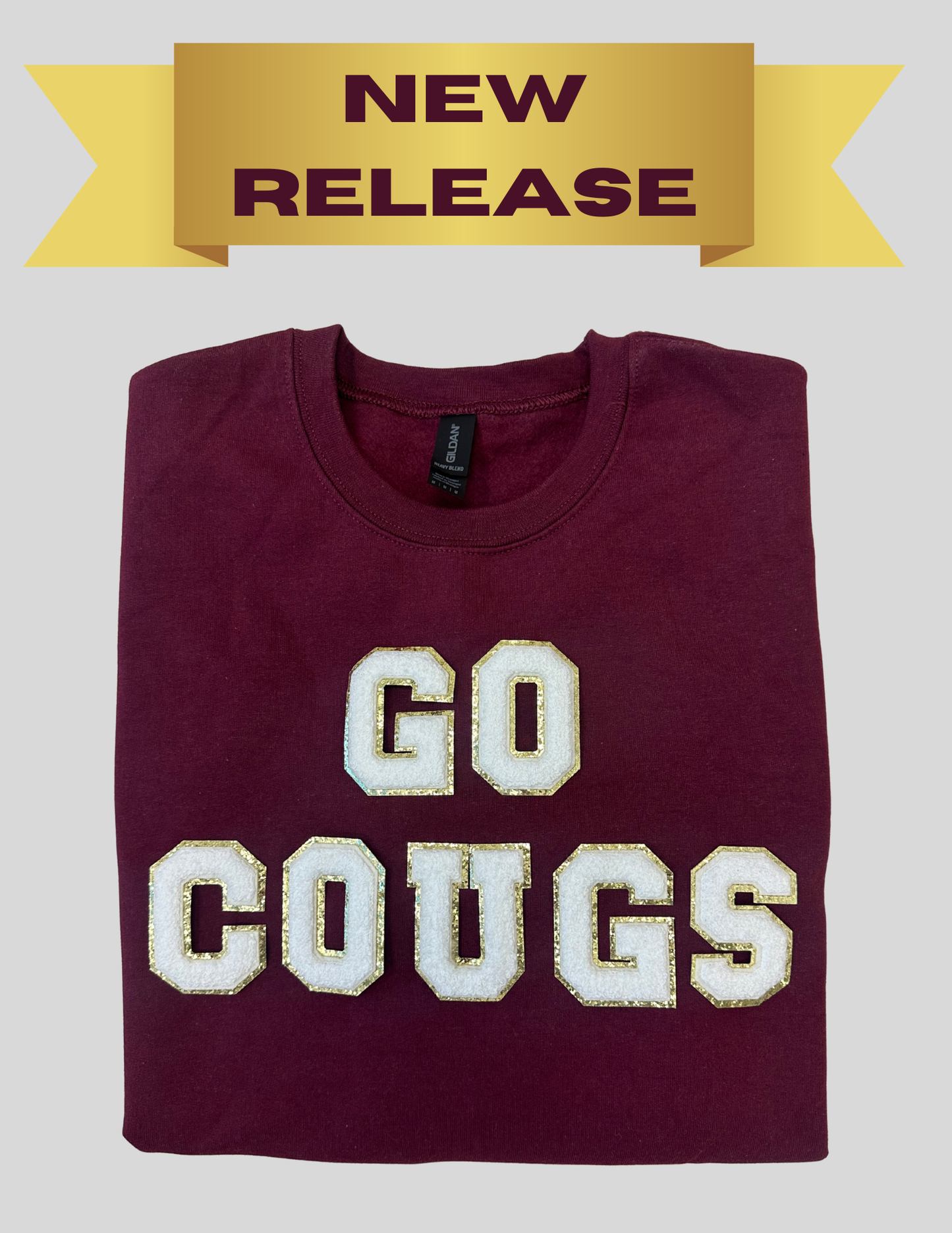 "Go Cougs" Letter Patch Crewneck Sweatshirt