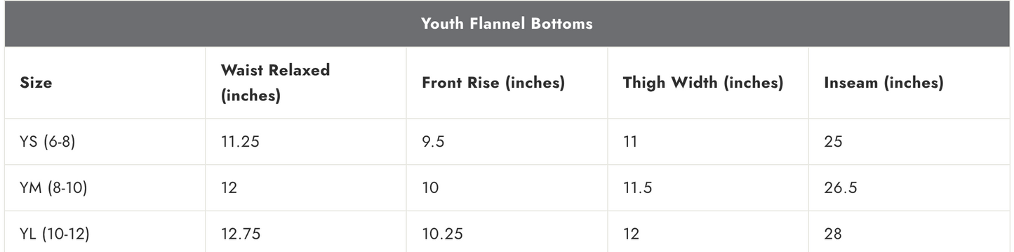 Flannel PJ's -Youth & Adult
