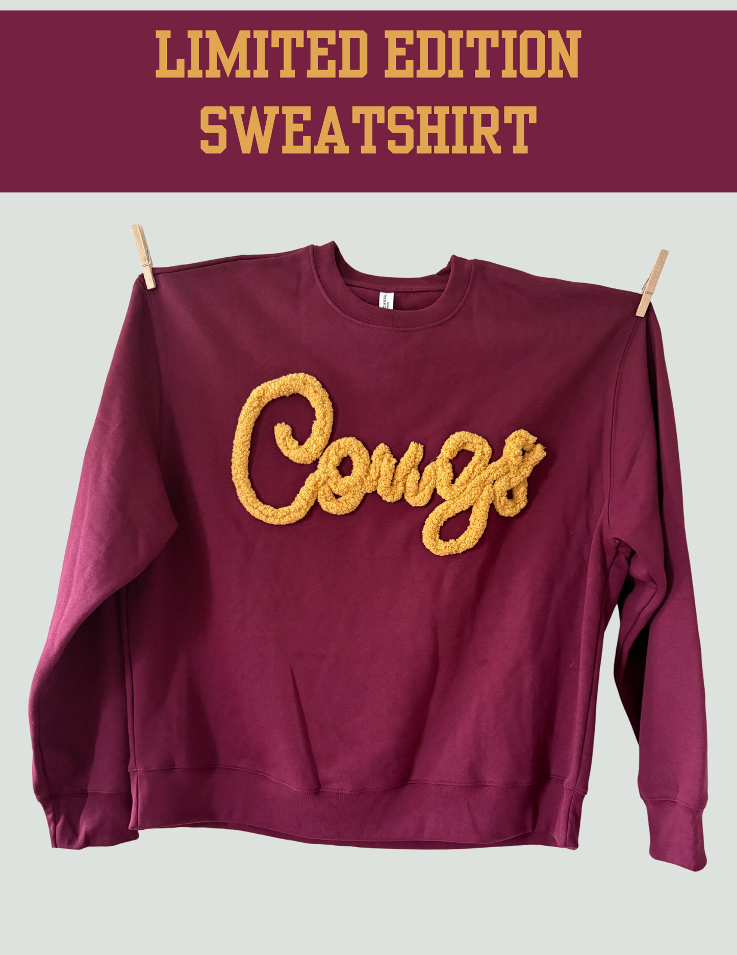 Limited Edition "Cougs" Yarn Embroidery Sweatshirt